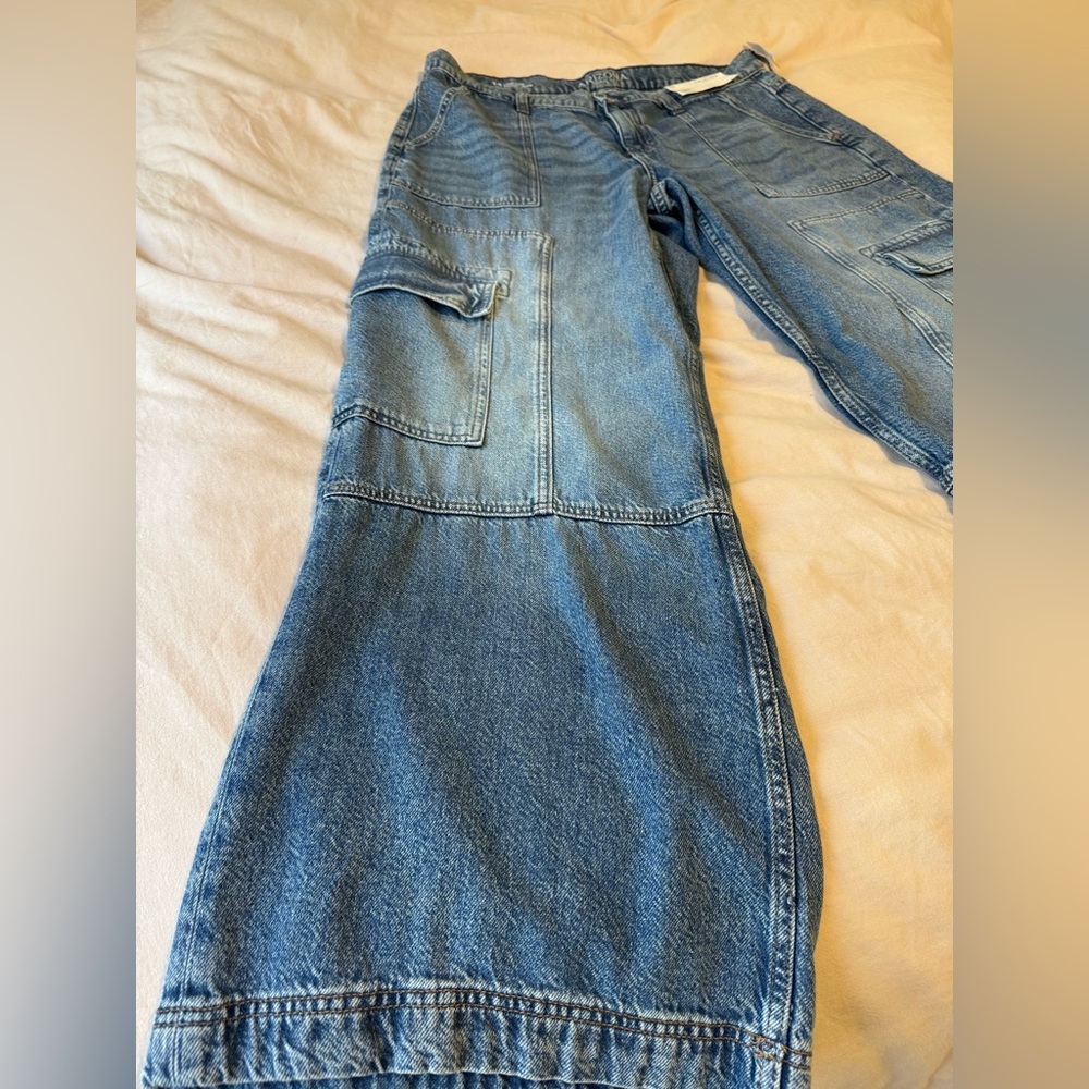 Arizona Jean Company Women's Wide-Leg Utility Denim Jeans - Blue